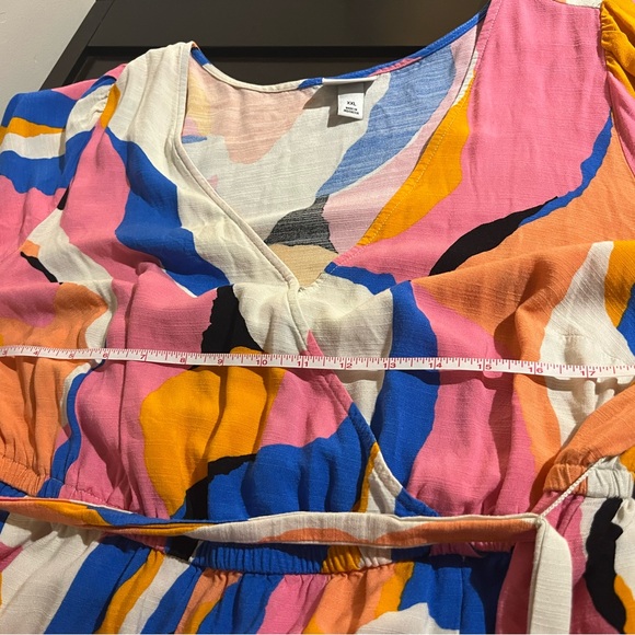 Woman’s XXL dress. Balloon sleeves, v-neck, tie waist. Pink, blue, and orange! - Picture 8 of 11